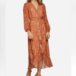 Oxford Solita Animal Print Midi Ruffle Dress Size 6 AU